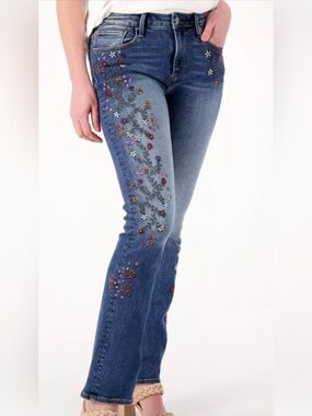 DRIFTWOOD Blue Embroidered Flare Jeans